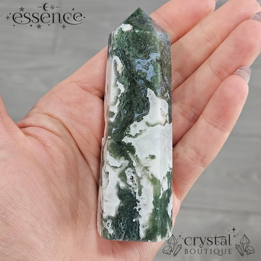 Moss Agate Tower🌿 Snowfall| 132g