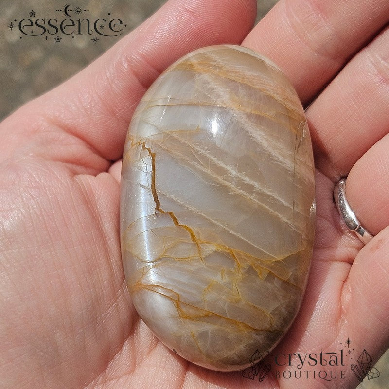 Peach Moonstone Palm Stone 107g