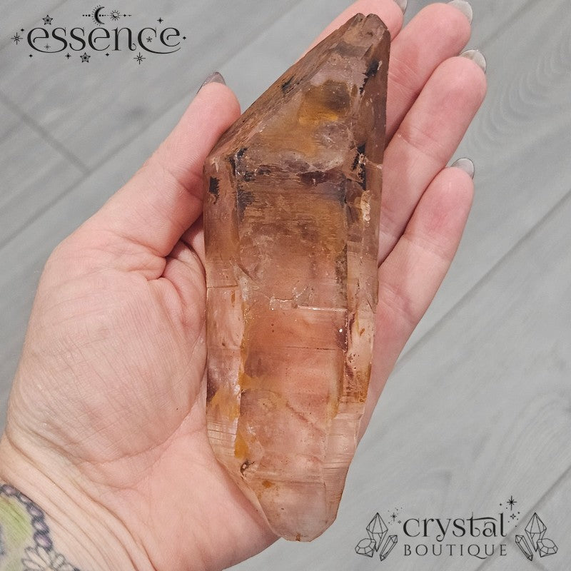 Iron Oxide-Coated Quartz Point – Earthy Tangerine & Rust Tones 277g