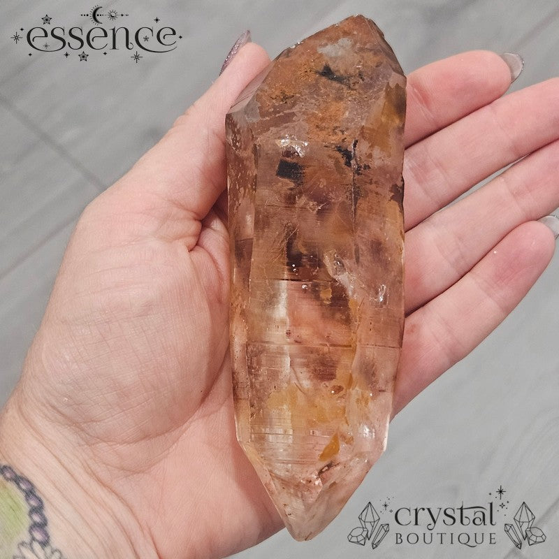 Iron Oxide-Coated Quartz Point – Earthy Tangerine & Rust Tones 277g