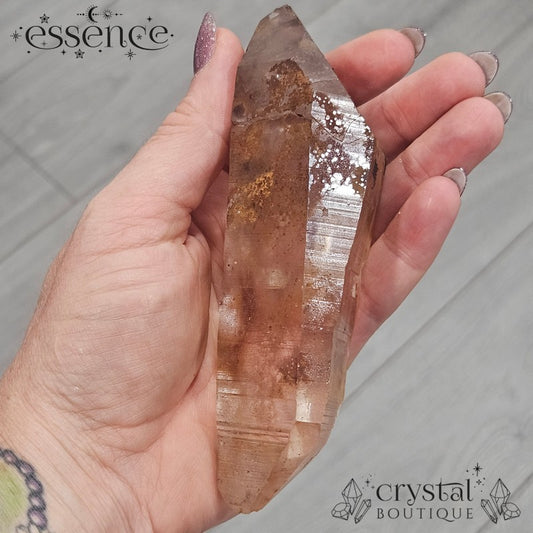 Iron Oxide-Coated Quartz Point – Earthy Tangerine & Rust Tones 277g