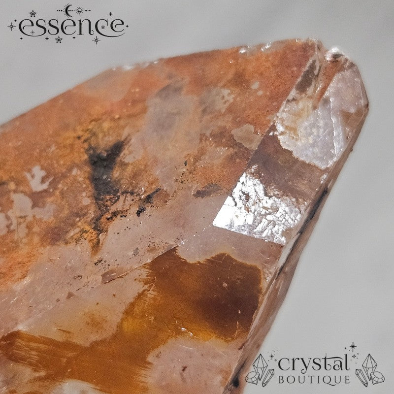 Iron Oxide-Coated Quartz Point – Earthy Tangerine & Rust Tones 277g