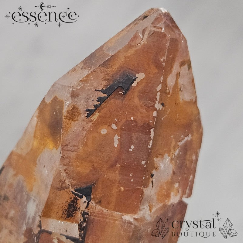 Iron Oxide-Coated Quartz Point – Earthy Tangerine & Rust Tones 277g