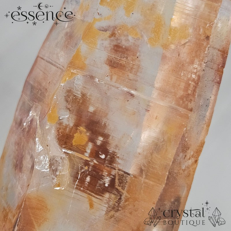 Iron Oxide-Coated Quartz Point – Earthy Tangerine & Rust Tones 277g