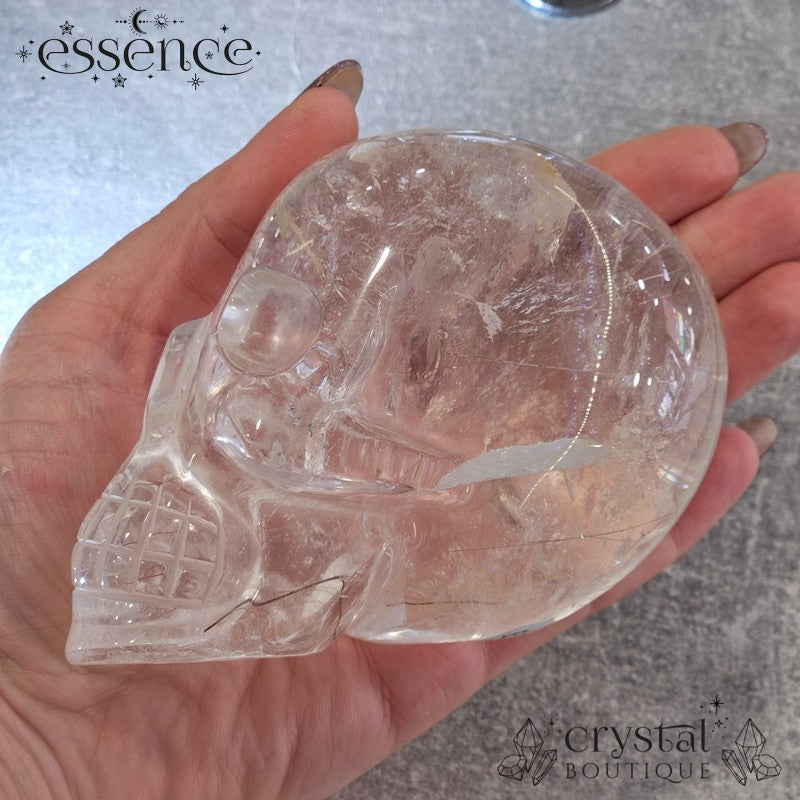 Brazilian Rutile Quartz Skull – 719g – Hand Carved by Pitico