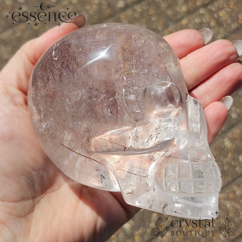 Brazilian Rutile Quartz Skull – 719g – Hand Carved by Pitico