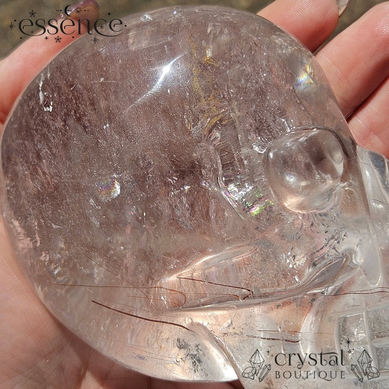 Brazilian Rutile Quartz Skull – 719g – Hand Carved by Pitico
