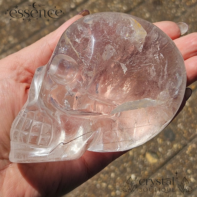 Brazilian Rutile Quartz Skull – 719g – Hand Carved by Pitico