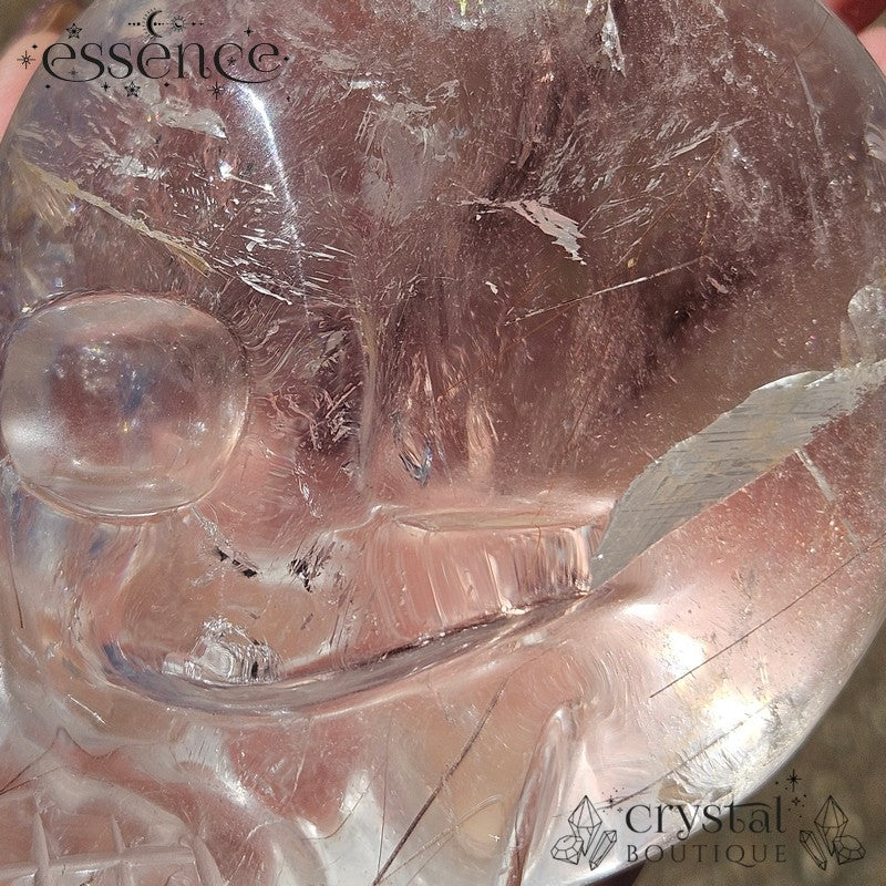 Brazilian Rutile Quartz Skull – 719g – Hand Carved by Pitico