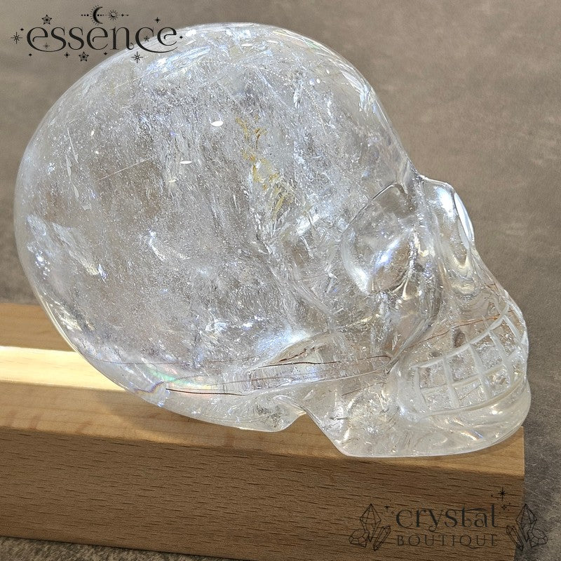 Brazilian Rutile Quartz Skull – 719g – Hand Carved by Pitico