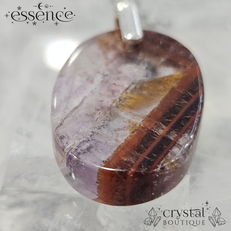 Cacoxenite in Amethyst Pendant