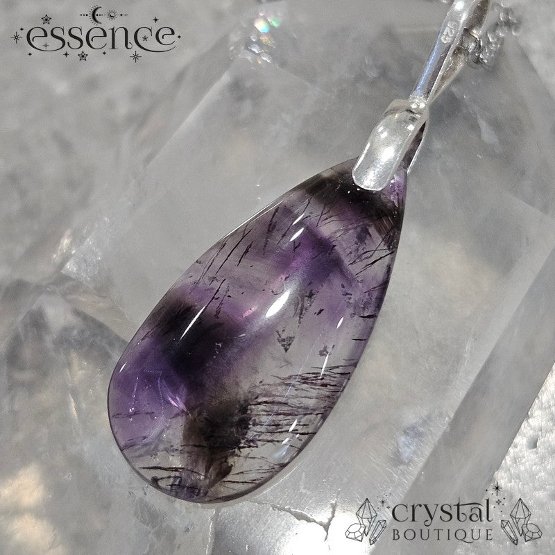 Cacoxenite in Amethyst Pendant