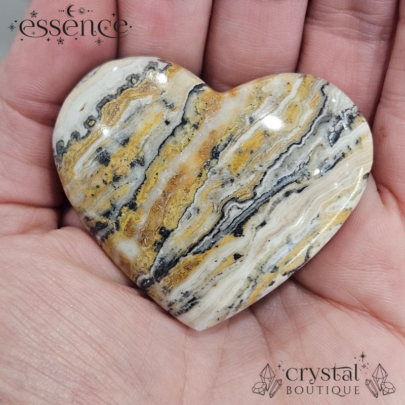 Bumble Bee Calcite Heart