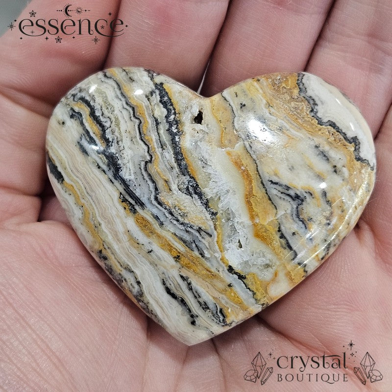 Bumble Bee Calcite Heart
