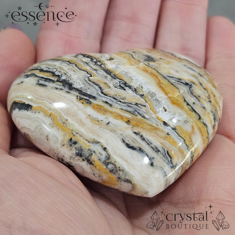 Bumble Bee Calcite Heart