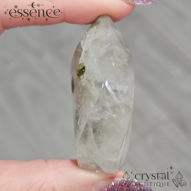 Green Tourmaline in Quartz Flame