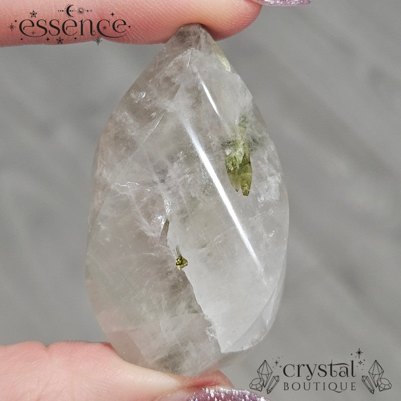Green Tourmaline in Quartz Flame