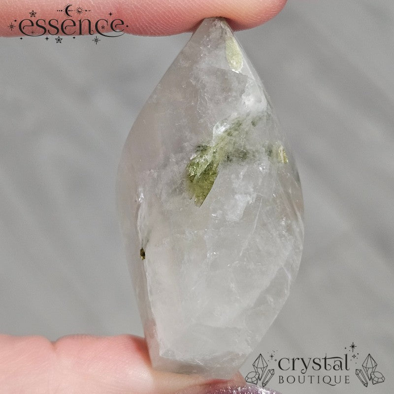 Green Tourmaline in Quartz Flame