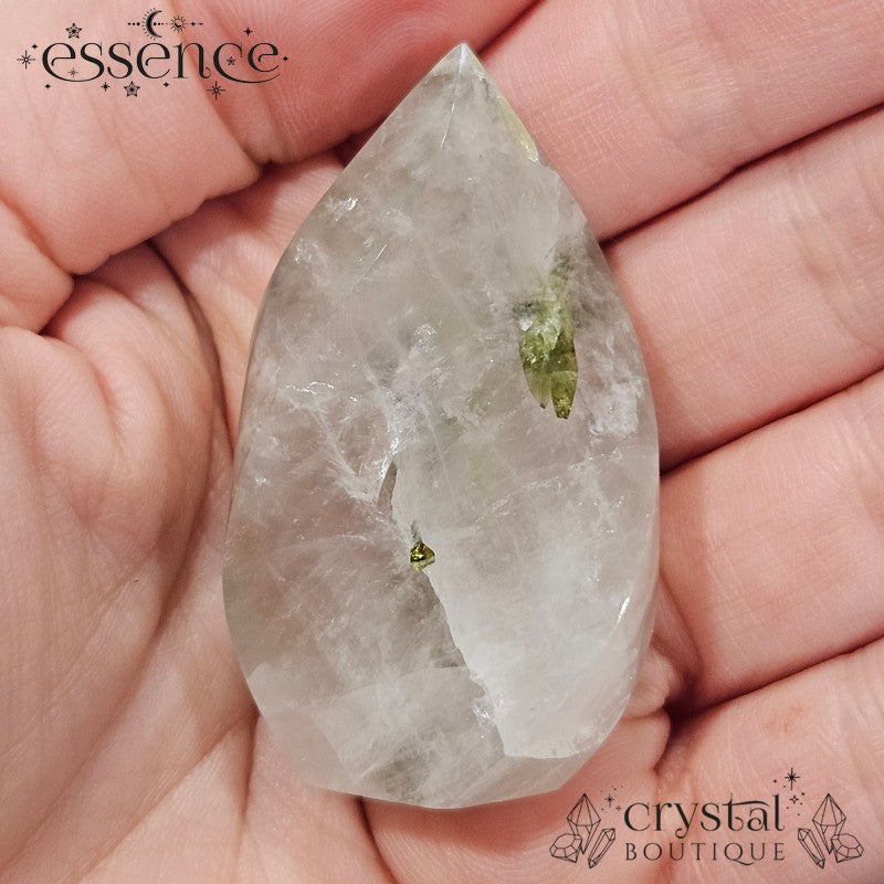 Green Tourmaline in Quartz Flame
