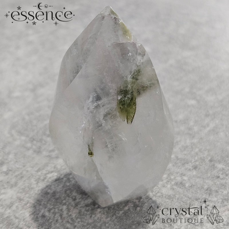 Green Tourmaline in Quartz Flame