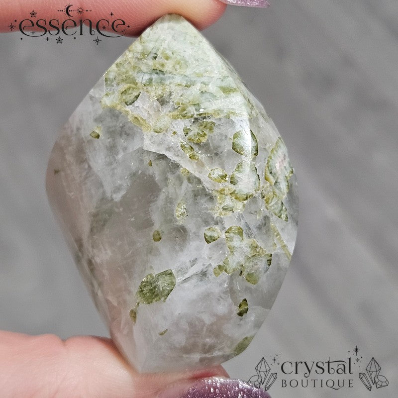 Green Tourmaline in Quartz Flame - Brazil