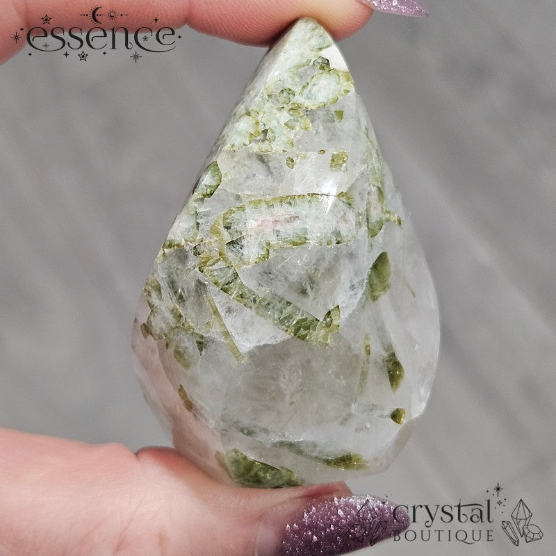 Green Tourmaline in Quartz Flame - Brazil