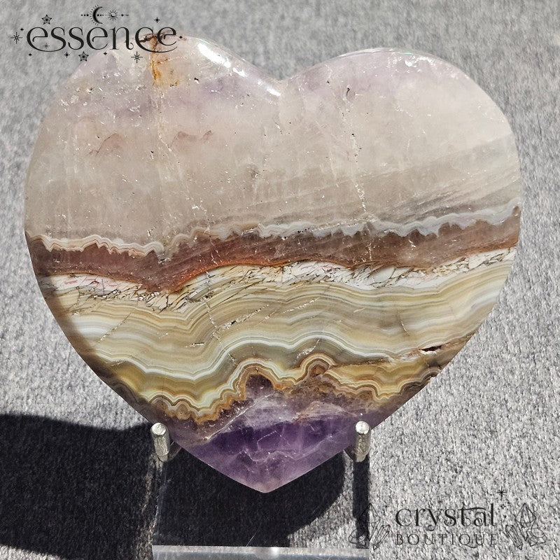 Amethyst Lace Agate Heart on Stand