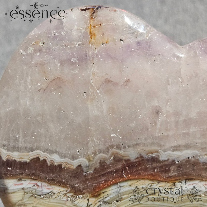 Amethyst Lace Agate Heart on Stand