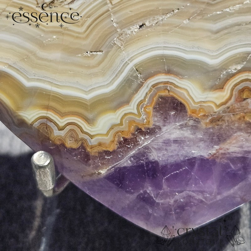 Amethyst Lace Agate Heart on Stand