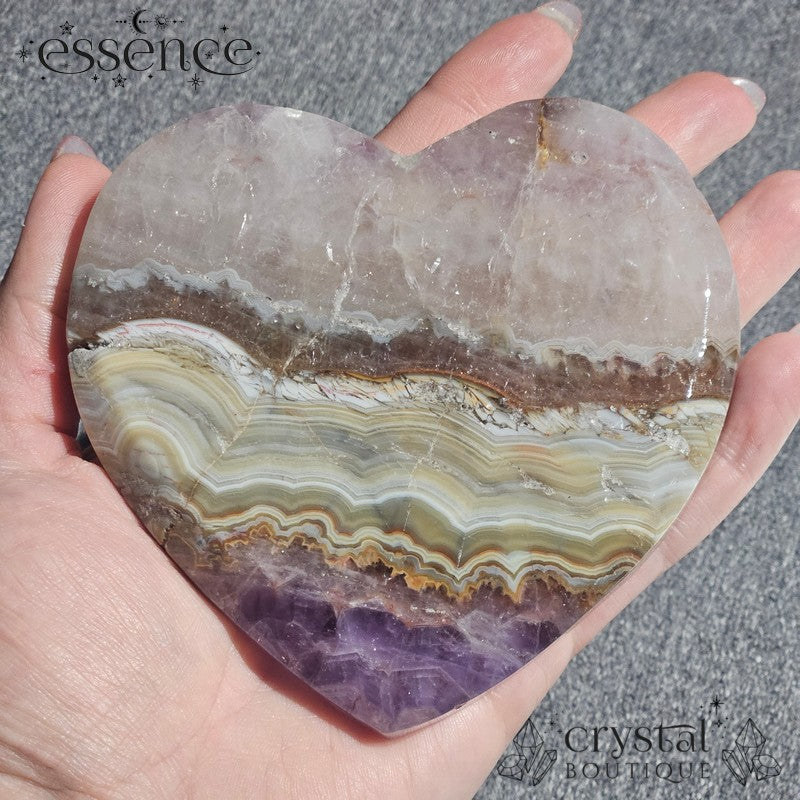 Amethyst Lace Agate Heart on Stand