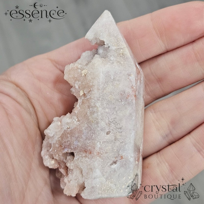 Pink Amethyst Tower – Soft Blush & Raw Sparkle (88g)