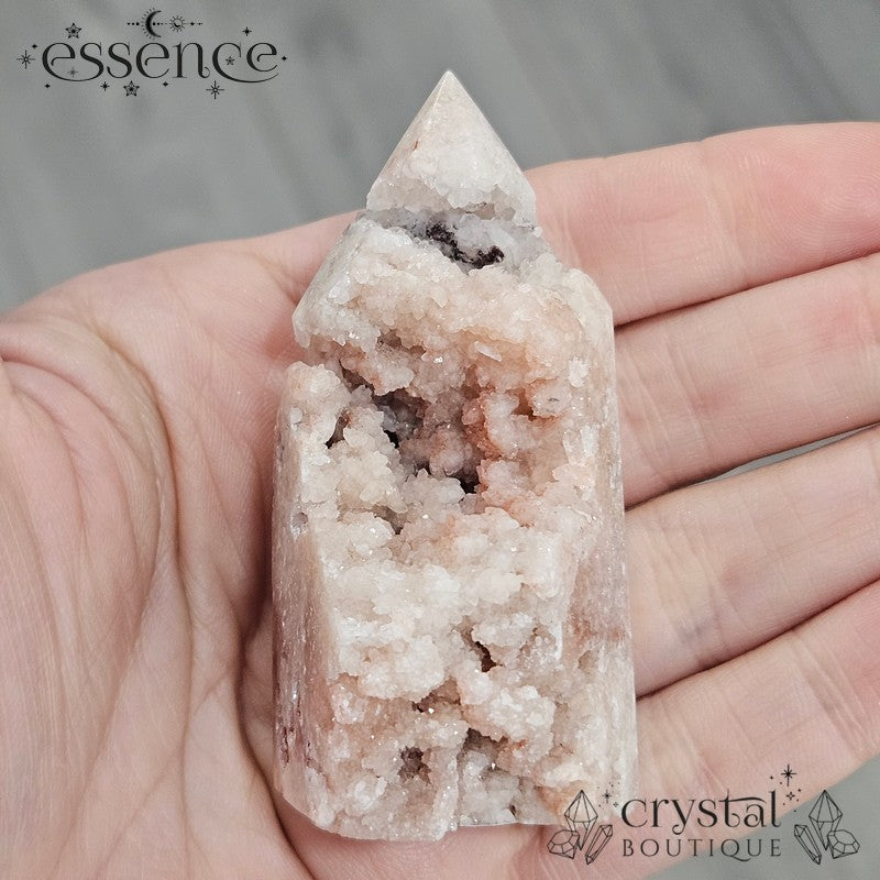 Pink Amethyst Tower – Soft Blush & Raw Sparkle (88g)