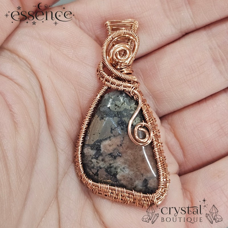 Triplite, Wagnerite & Pyrite Pendant
