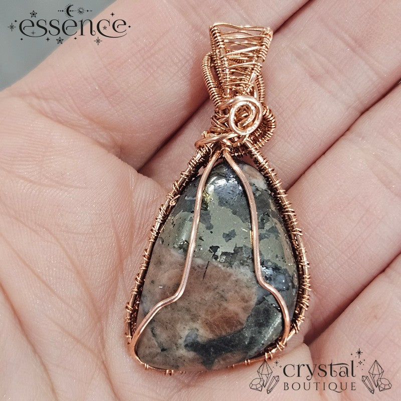 Triplite, Wagnerite & Pyrite Pendant