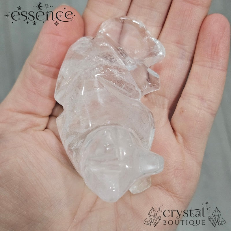 Brazilian Clear Quartz Dog Carving