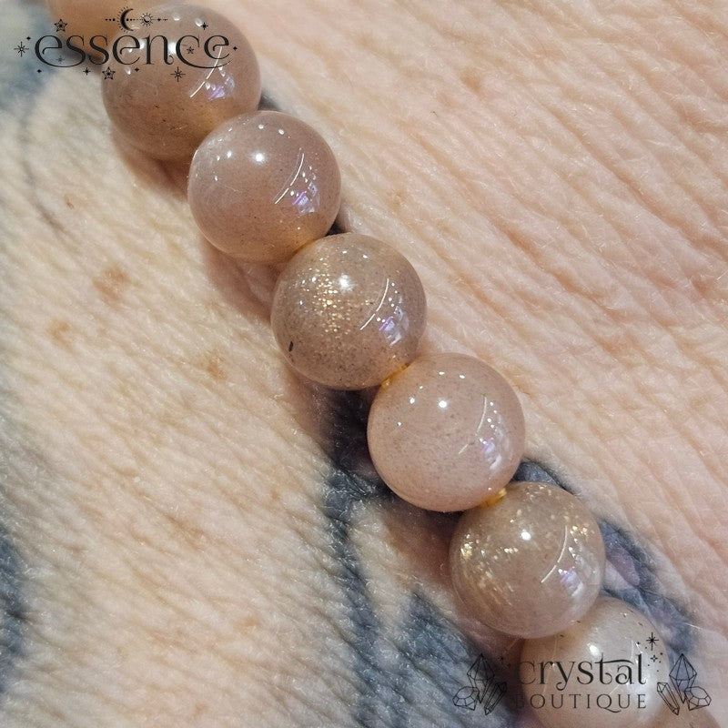 Peach Moonstone & Sunstone Bead Bracelet
