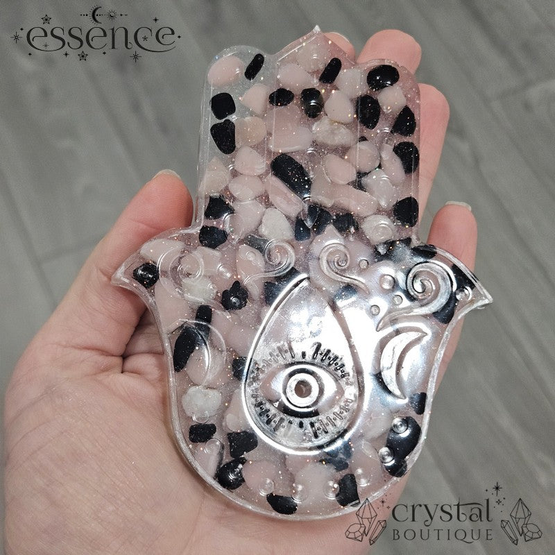 Black Tourmaline and pink Opal Resin Incense Holders