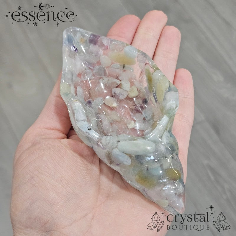 Mixed Beryl & Fluorite Conch Shell Dish