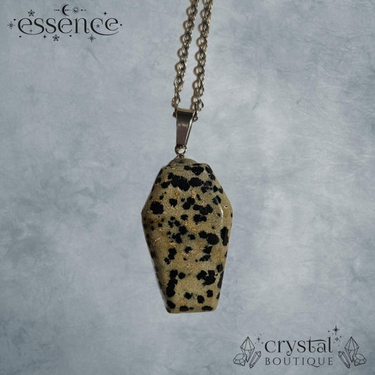 Dalmatian Jasper coffin necklace