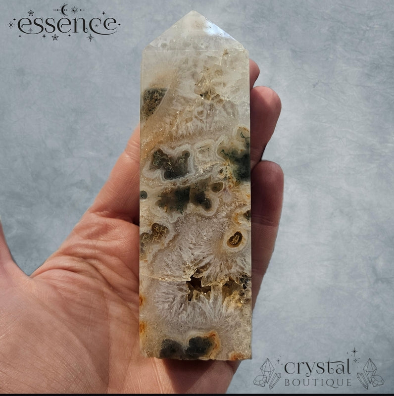 Moss Agate Tower 🌿 Crystal Cavern | 243g
