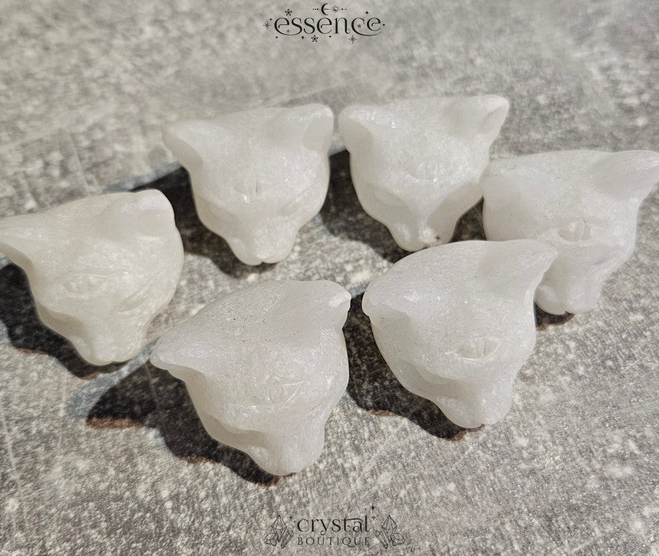White Aventurine Cat Head