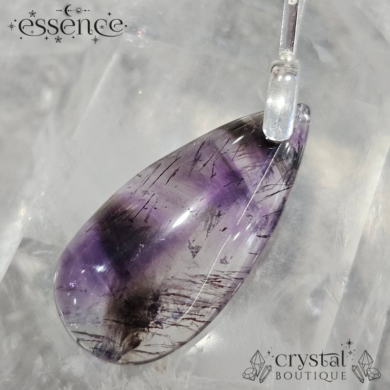 Cacoxenite in Amethyst Pendant