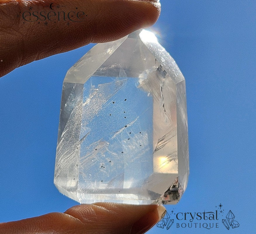 Girasol Quartz Tower with Pyrite Inclusions – 64g Intuition and Confidence