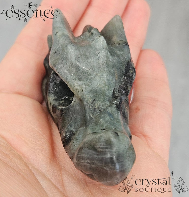 Labradorite with Black Tourmaline Dragon Head