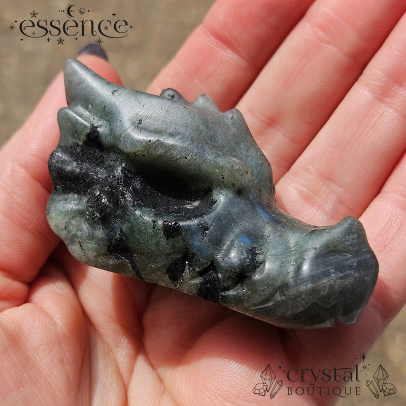 Labradorite with Black Tourmaline Dragon Head