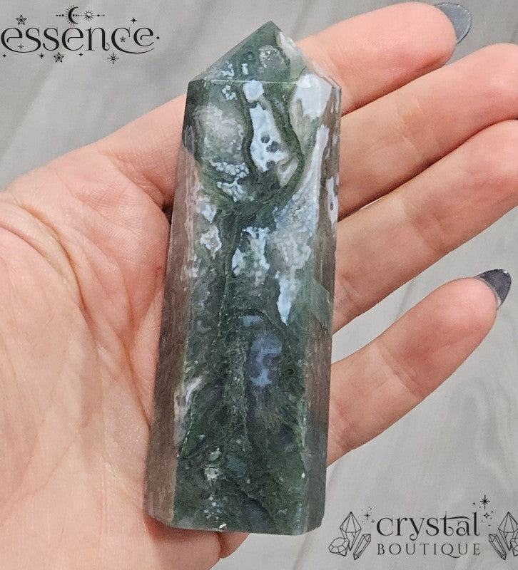 Moss Agate Tower- 🌿 Shadow Ferns| 146g
