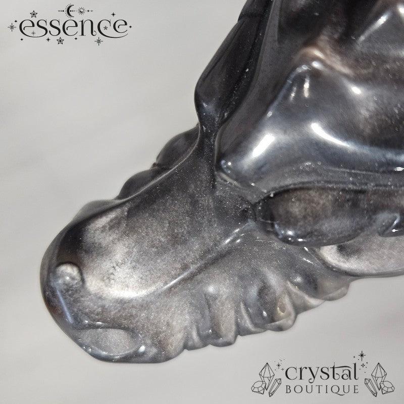 Silver Sheen Obsidian Dragon Head