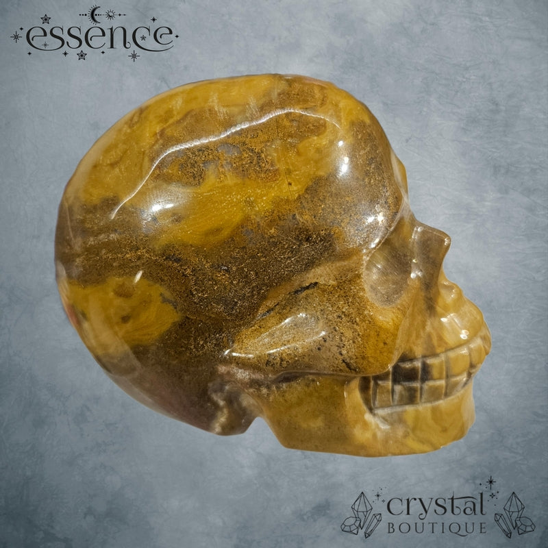 Ocean jasper/ Moss agate skull (Golden Grove)