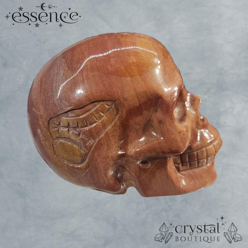 Ocean Jasper Skull With Brain (Ember Bloom)