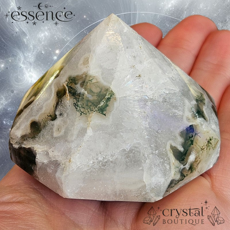 Moss Agate Octagonal Pyramid / Diamond shape